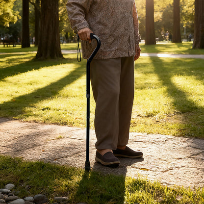 Foldable Lightweight Adjustable Aluminum Alloy Walking Stick-Black