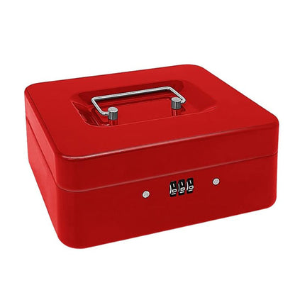 Lockable Cash Box Deposit Petty Cash Money Box with Code Lock Security Safe-Red