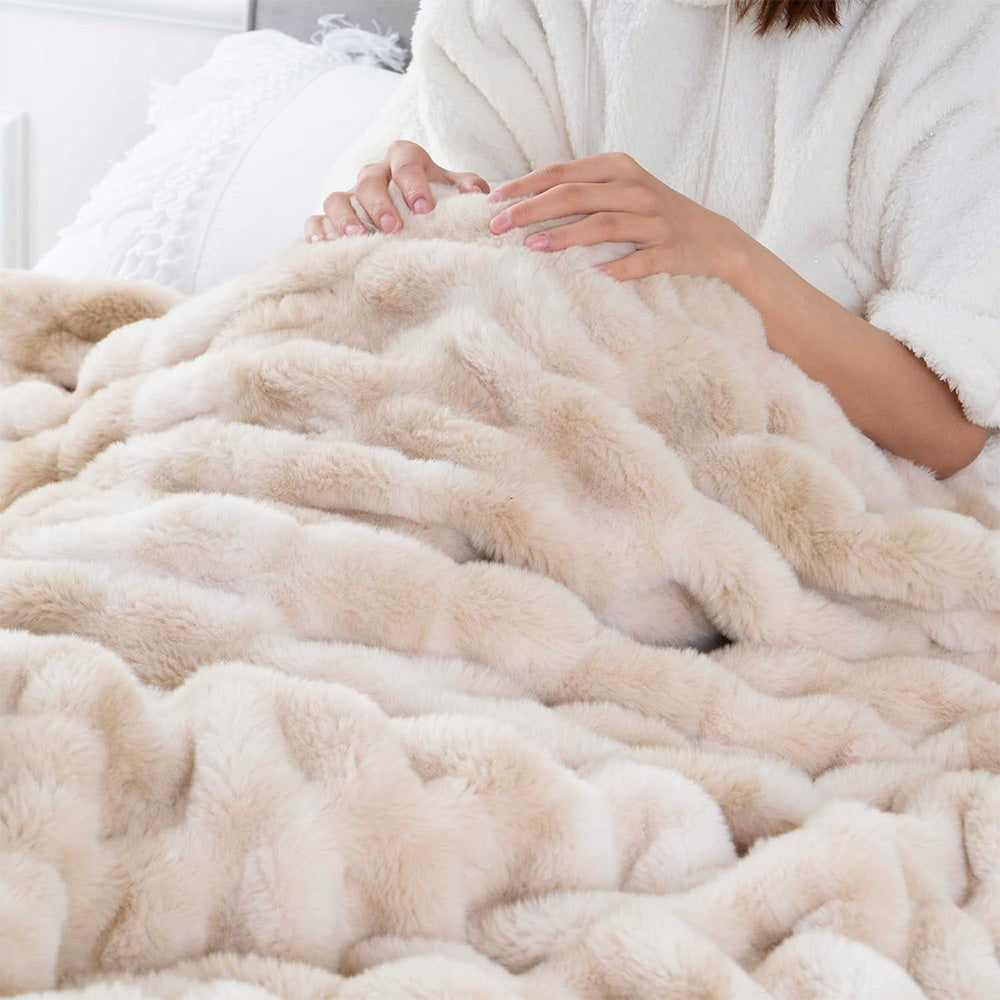 Bubble Tie Dye Throw Blanket Soft Cozy Microfiber Lightweight Warm for Couch-Khaki
