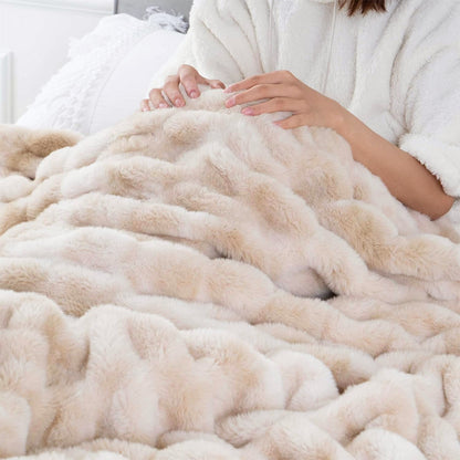 Bubble Tie Dye Throw Blanket Soft Cozy Microfiber Lightweight Warm for Couch-Khaki