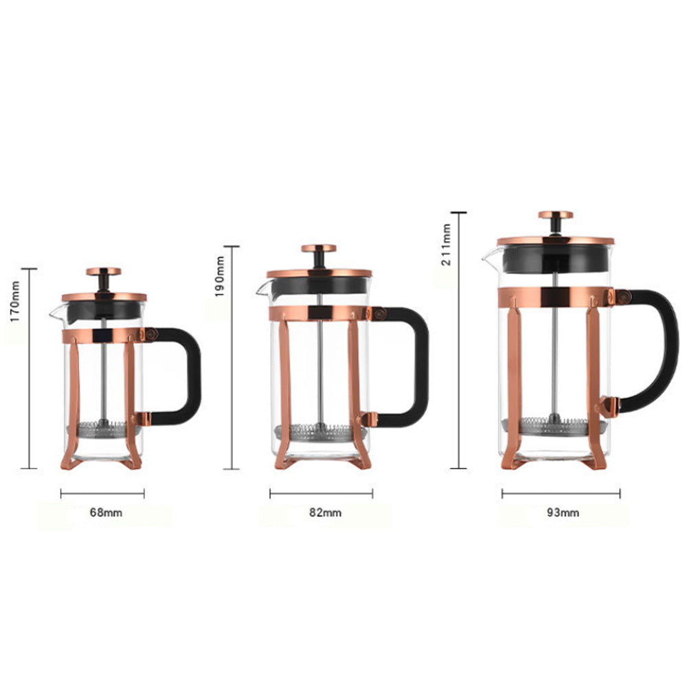 French Press Coffee Maker Borosilicate Glass Stainless Steel Brewer Cold Brew Cafetera-Gold