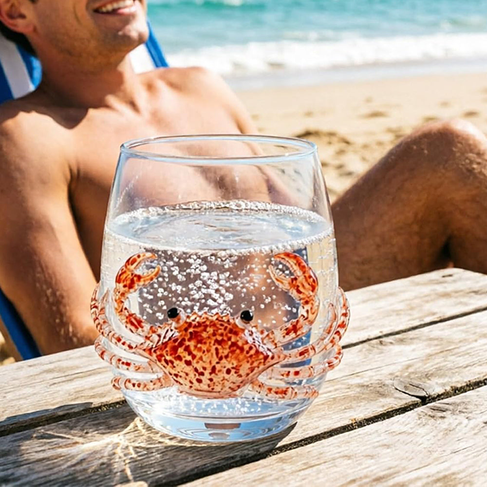 3D Ocean Animal Glass 350ml Borosilicate Wine Glass - Crab