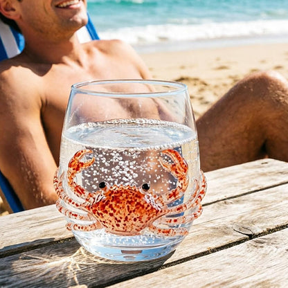 3D Ocean Animal Glass 350ml Borosilicate Wine Glass - Crab