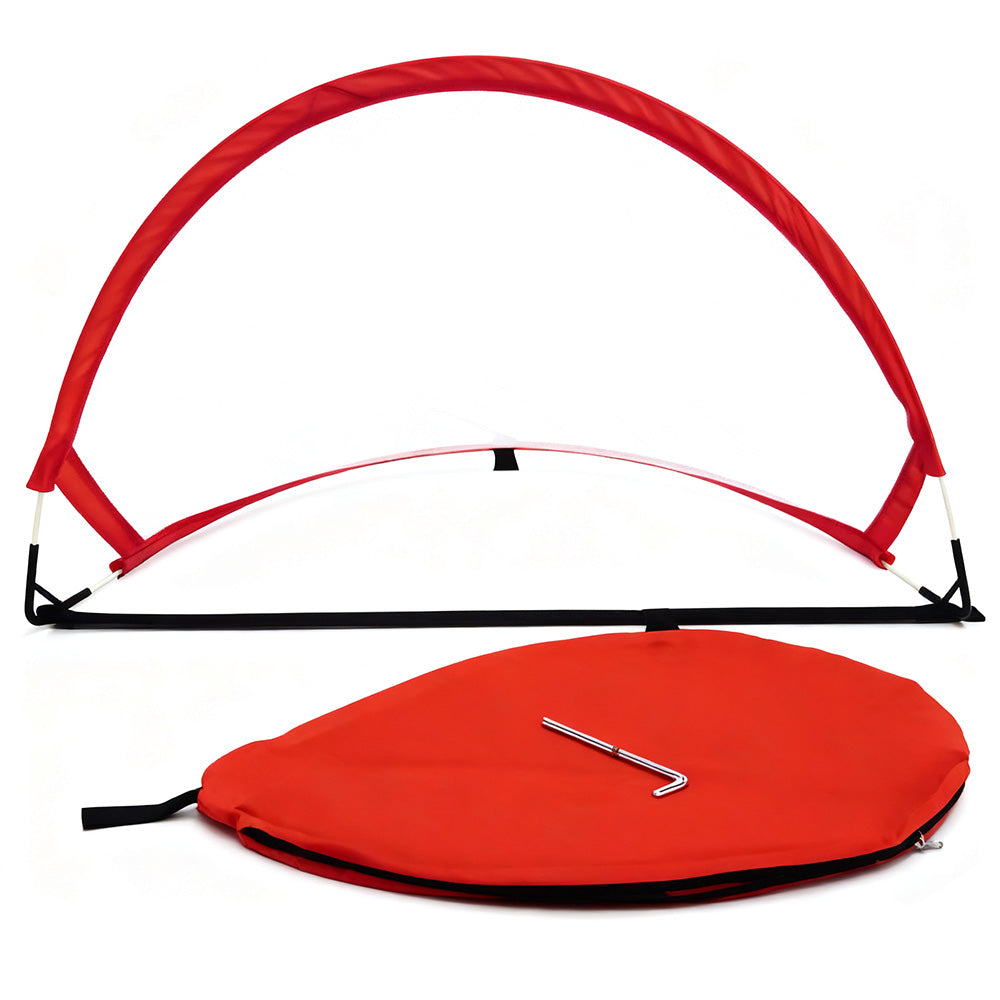 Portable Pop-Up Soccer Goal Set with 3 Ground Pegs and Carry Storage Bag Red