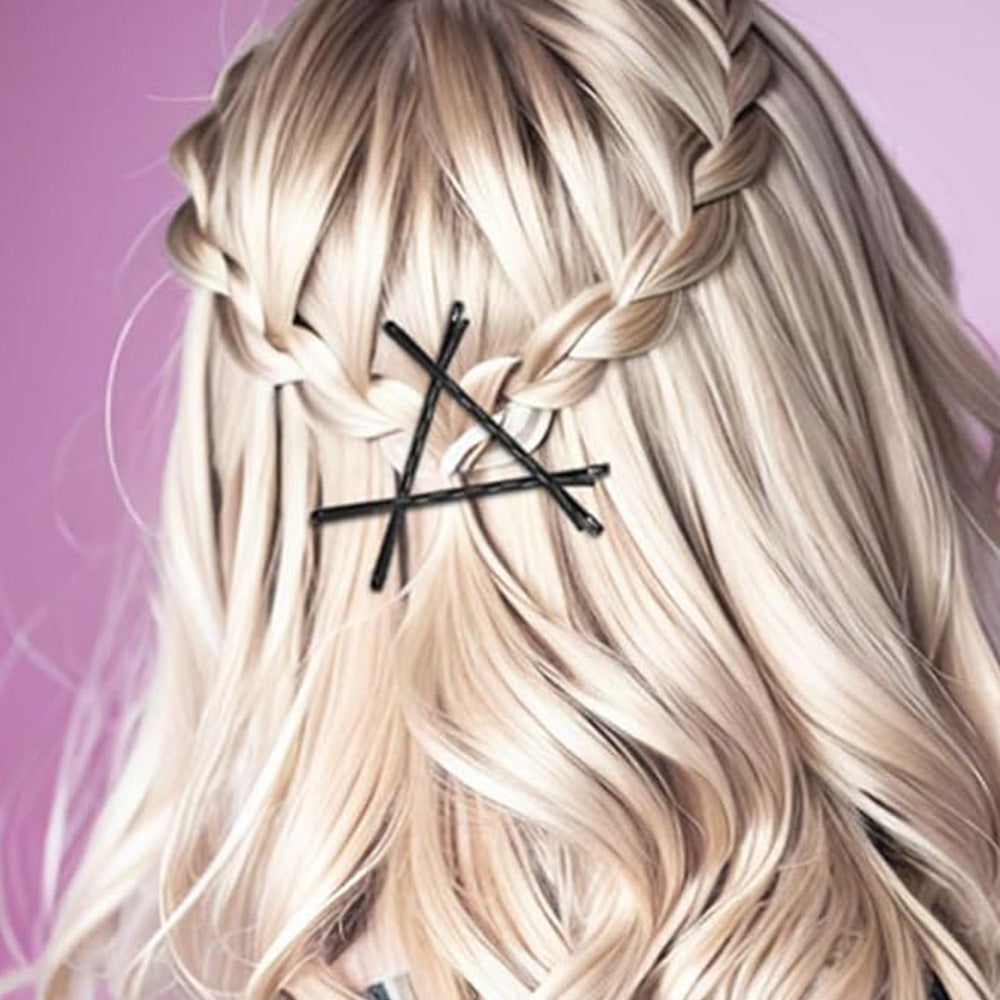 Hair Pins Set with Storage Box Bobby Pins & U Shaped Hair Clips Kit for Bun Updo Styling-Black