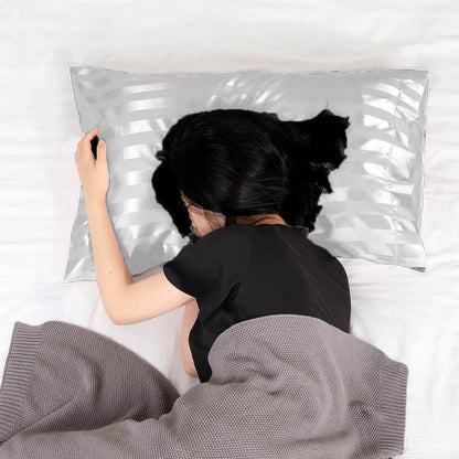 51x76cm Smooth Satin Pillowcase Solid Color Soft Bedding Pillow Cover White