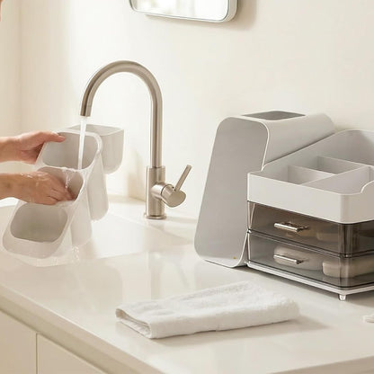 Cosmetic Organizer for Skincare Storage for Dresser Table Top-White