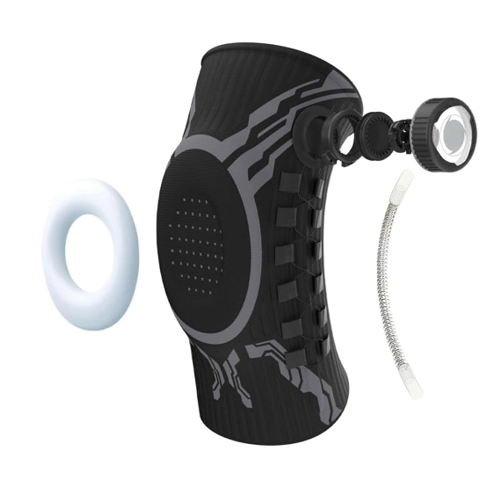 Knee Brace with Dial Adjustment System and Spring Support Strips-Black