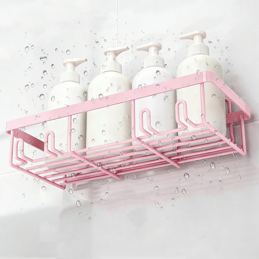 5Pcs Shower Caddy Adhesive Bathroom Wall Organizer Rack-Pink