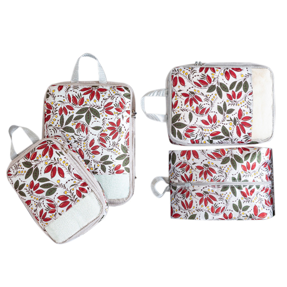 4Pcs Travel Compression Packing Cubes Expandable Luggage Organizers Berry