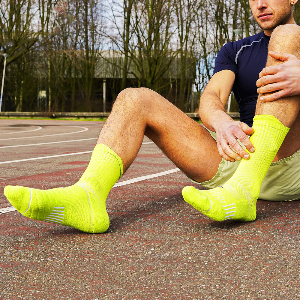 5 Pairs of Crew Compression Running Socks Anti-Blister Cushion Socks for Hiking Basketball