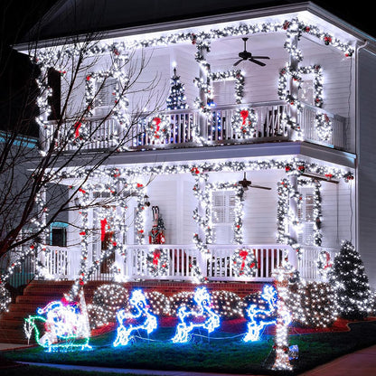 Outdoor Solar String Lights with 8 Modes for Garden Decoration - White