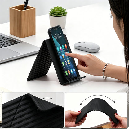 Portable Silicone Phone Stand Desk Holder for Office Travel Airplane-Black