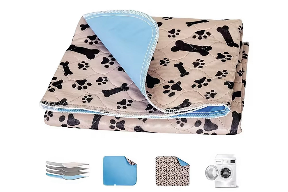 Washable Waterproof Reusable Dog Pee Pads Quick Absorbent Puppy Training Mat-Brown