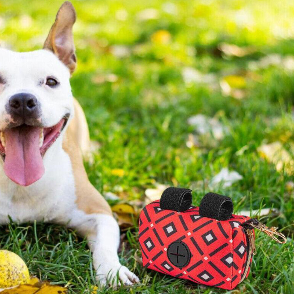 Pet Dog Poop Bag Holder Poo Waste Bags Container for Leash Red
