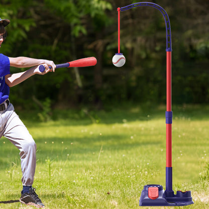 3-in-1 Tee Ball Set for Kids Retractable Baseball Batting Tee Set Red