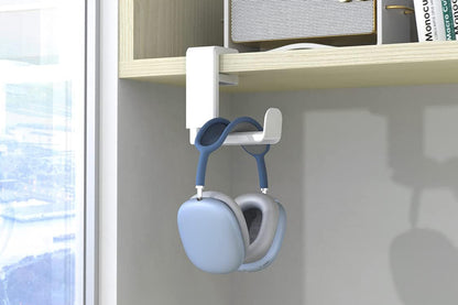 Headset Holder Headphone Hook Rotating Arm Under Desk Headphone Hanger -White