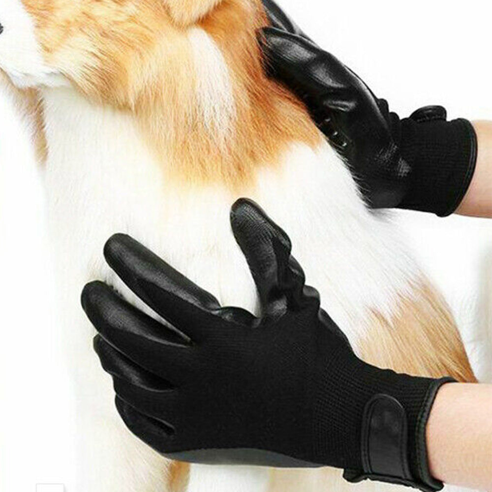 Pair of Pet Grooming Gloves Hair Remover Massaging Cleaner Gloves