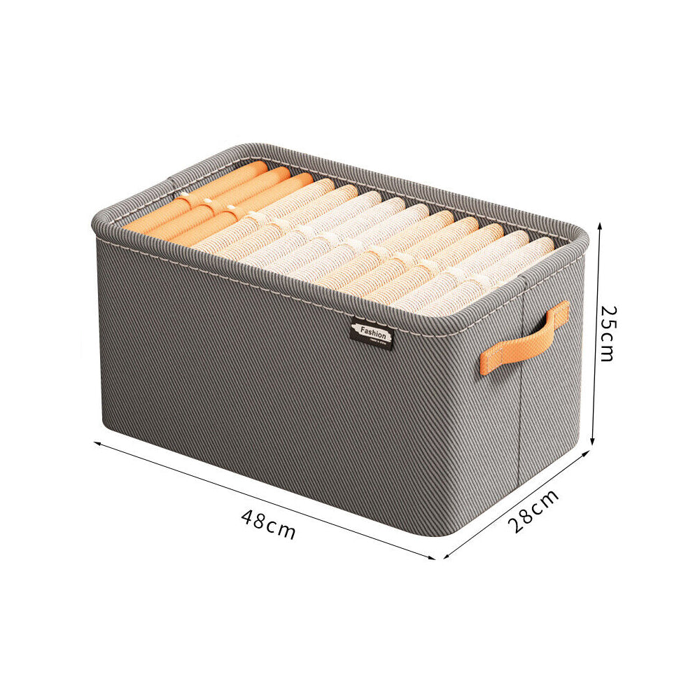 Set of 2Pcs Clothing Storage Box with Handles Wardrobe Storage Organizer Underwear Storage Gray