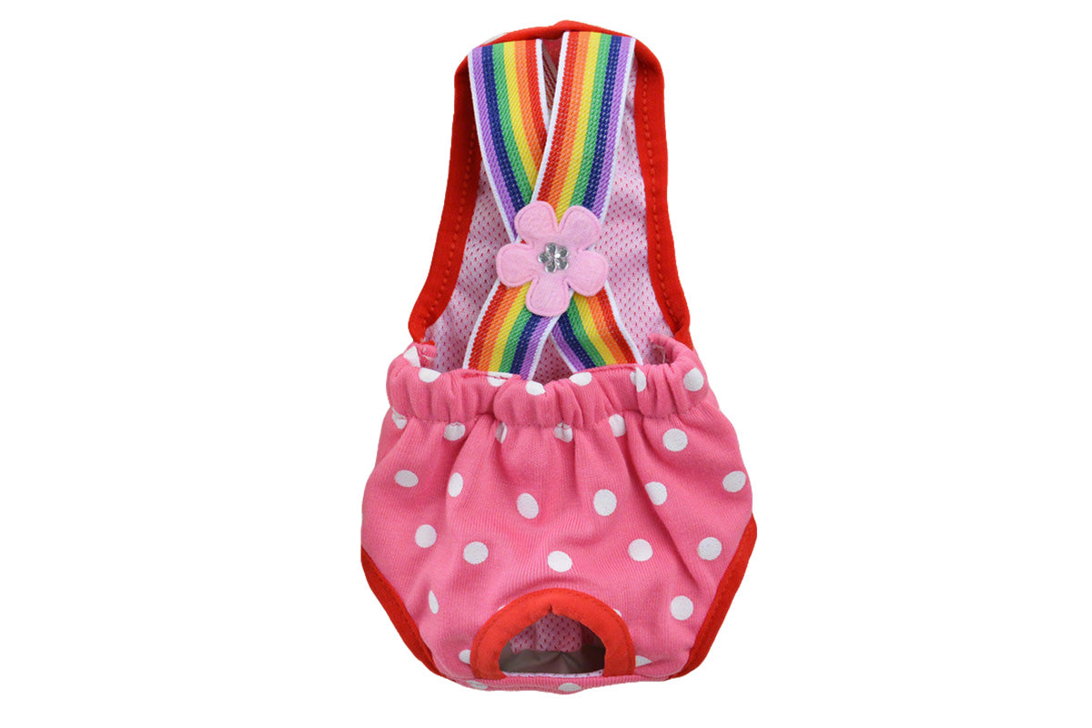 Cute Harness Female Dog Sanitary Pants Reusable Menstrual Diaper-Pink