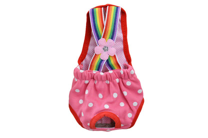 Cute Harness Female Dog Sanitary Pants Reusable Menstrual Diaper-Pink