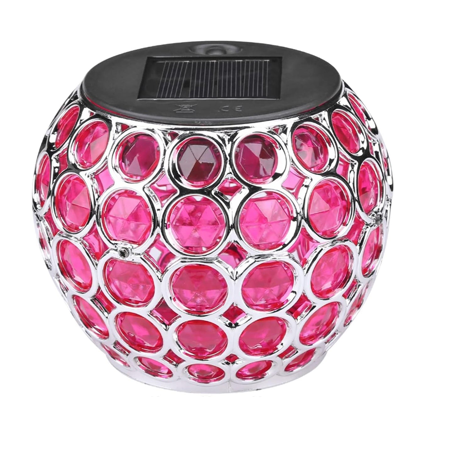 Solar Lamp Retro Hollow Lantern Mosaic Ball Lamp -Red