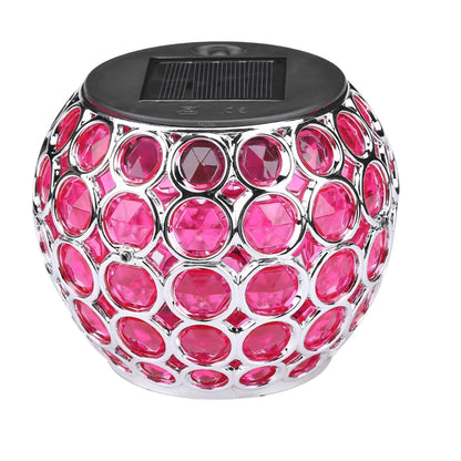 Solar Lamp Retro Hollow Lantern Mosaic Ball Lamp -Red