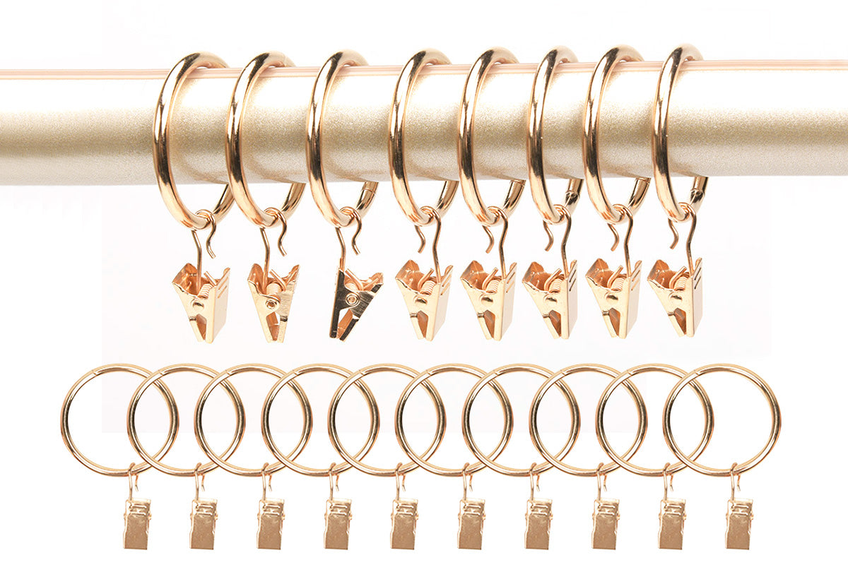18-Pack Metal Curtain Rings Clips 4.0mm Wire 50mm Inner Diameter-Gold