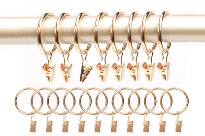 18-Pack Metal Curtain Rings Clips 4.0mm Wire 50mm Inner Diameter-Gold