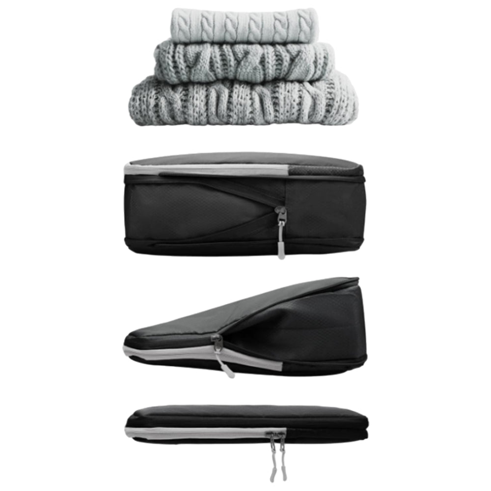 4Pcs Compression Packing Cubes Travel Luggage Storage Bags Organizers Black