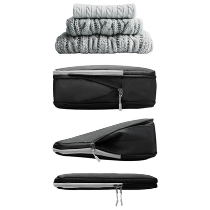 4Pcs Compression Packing Cubes Travel Luggage Storage Bags Organizers Black