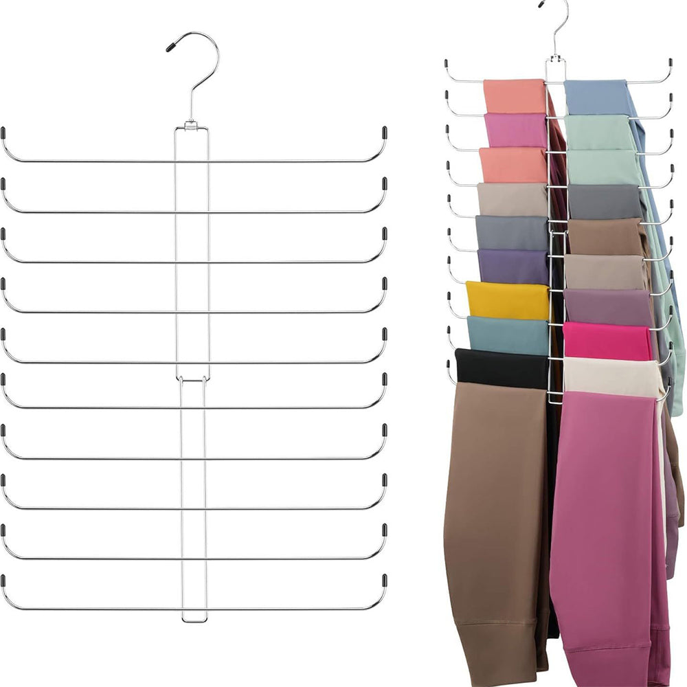 10 Layer Folding Scarf Hanger Organizer for Closet Space Saving-Silver