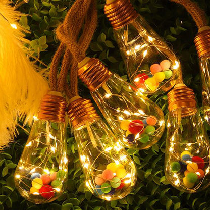 8M Solar String Lights Outdoor Vintage Rope Hemp Patio Bulb Lights for Christmas Garden Fence Balcony Style 2