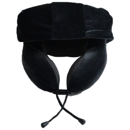 Travel Neck Pillow Airplane Neck Support Pillow with Noise Reducing Earmuffs Dark Gray