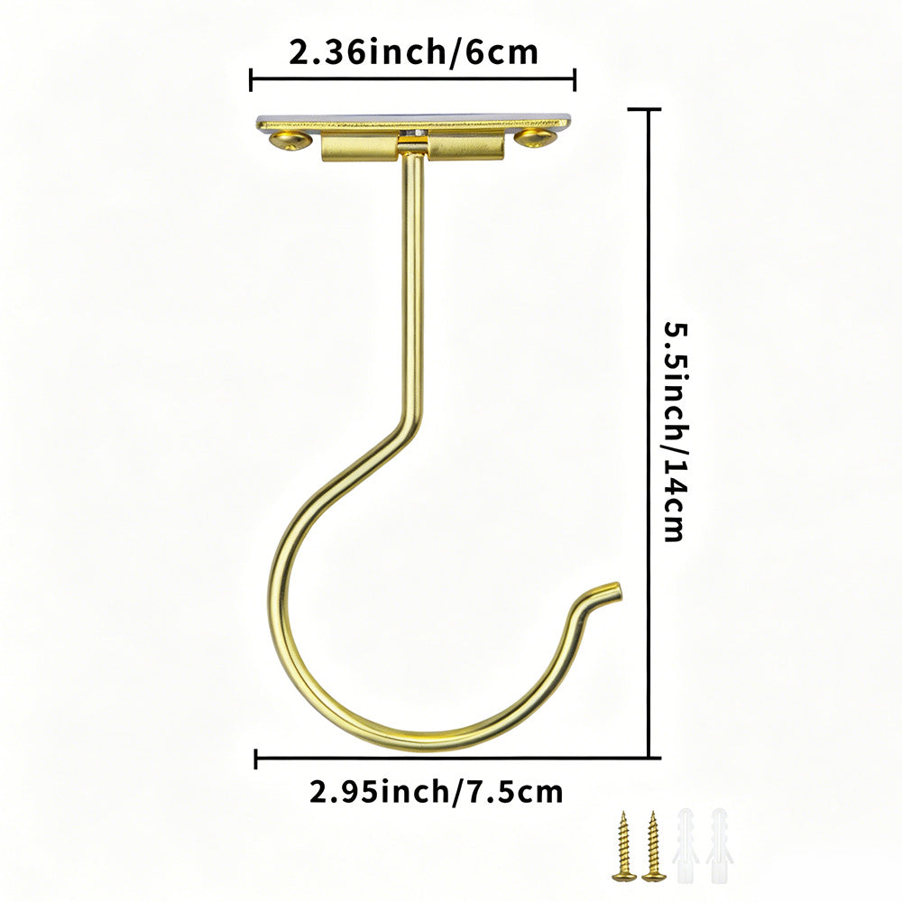 Self Adhesive Foldable Banana Hook for Under Cabinet Metal Holder for Kitchen-Gold
