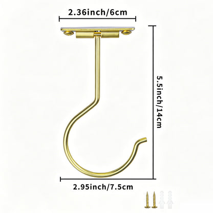 Self Adhesive Foldable Banana Hook for Under Cabinet Metal Holder for Kitchen-Gold