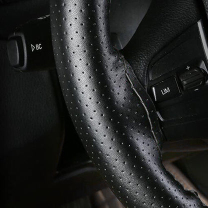 Leather Steering Wheel Cover Non-Slip Auto Steering Wheel Protector Black