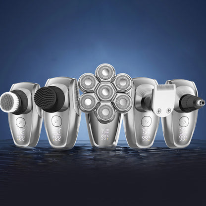 7-Head Razor Set LED Display Shaver with 5 Detachable Head for Smooth Shaving and Grooming