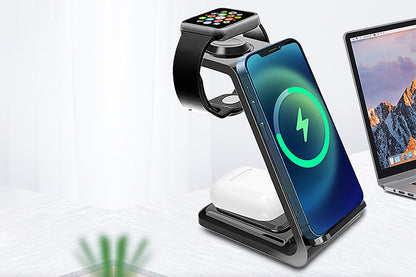 3 in 1 Wireless Charger Dock Charging Station - Black
