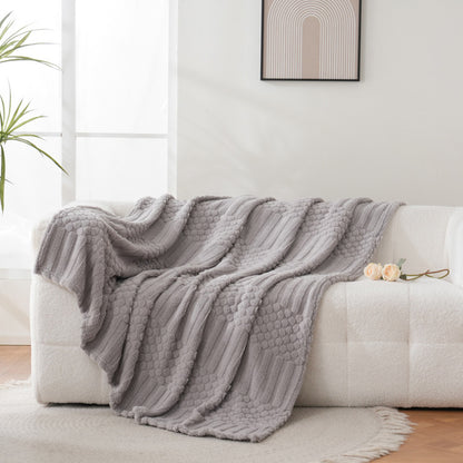 Soft Fluffy Fleece Throw Blanket for Sofa Couch Bed Living Room All Season Cozy-Grey