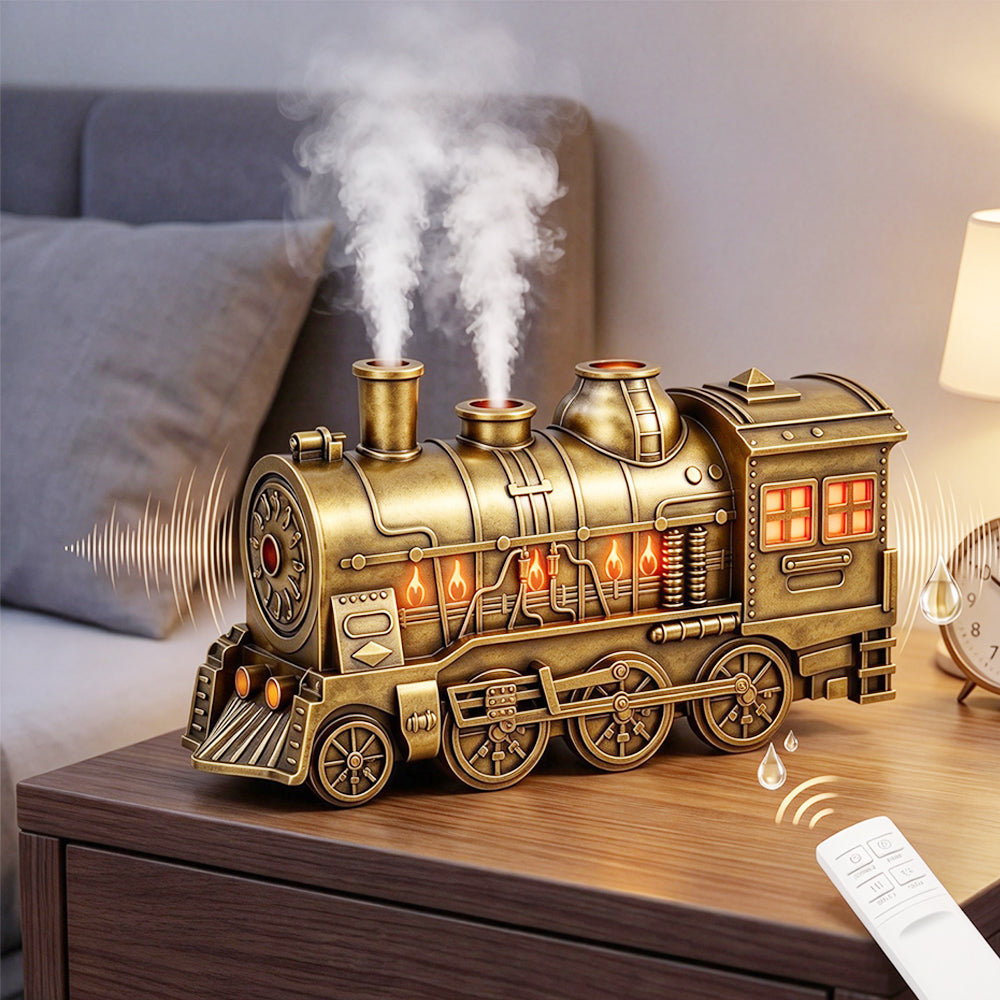 Ultrasonic Train Aromatherapy Diffuser 300ml Desktop Humidifier - Gold