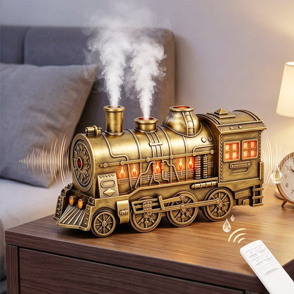 Ultrasonic Train Aromatherapy Diffuser 300ml Desktop Humidifier - Gold