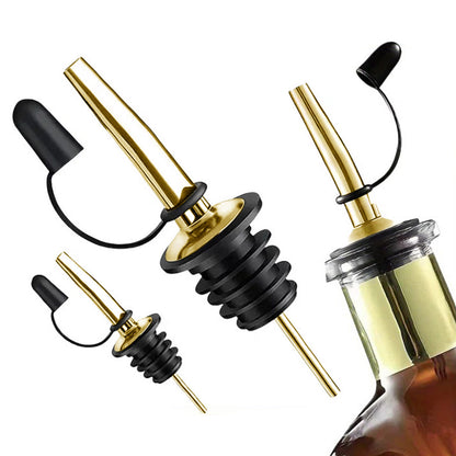 12Pcs Stainless Steel Non Drip Wine Pourers with Dust Caps-Gold