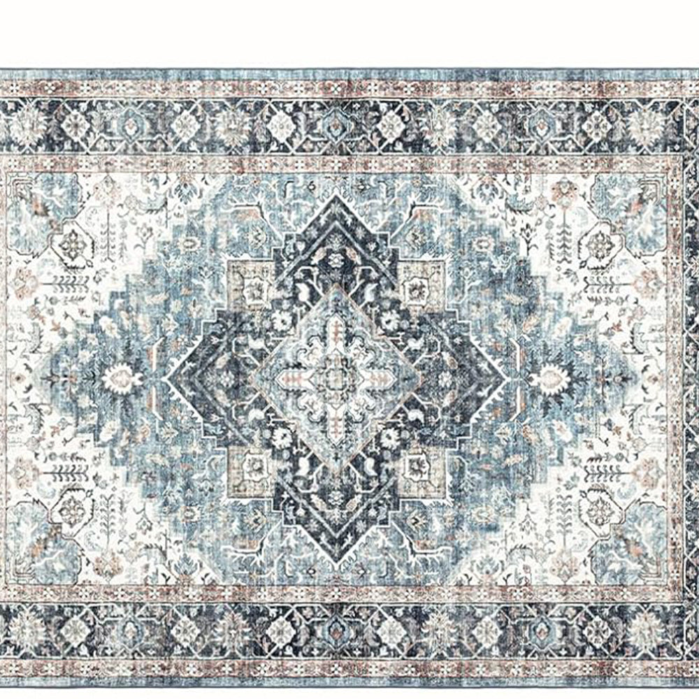 Long Washable Hallway Runner Rug Kitchen Entrance Floor Mat - Navy