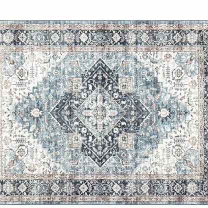 Long Washable Hallway Runner Rug Kitchen Entrance Floor Mat - Navy