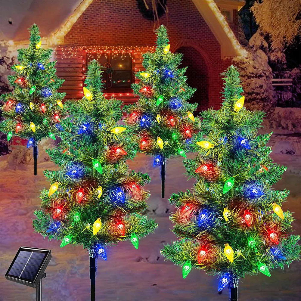 4-in-1 Solar Christmas Tree Lights Xmas Outdoor Garden Decorations