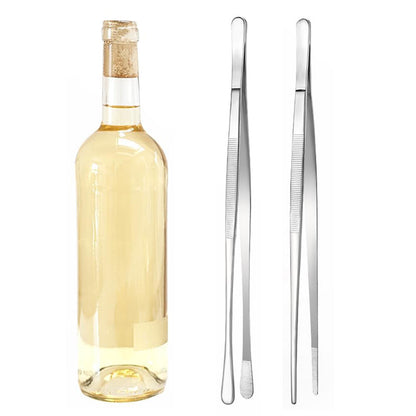 2 Pack 30cm BBQ Tongs Stainless Steel Round and Straight Head for Grilling Cooking-Silver