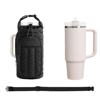 Water Bottle Holder Bag with Strap Crossbody Bag Gym Accessories-Black