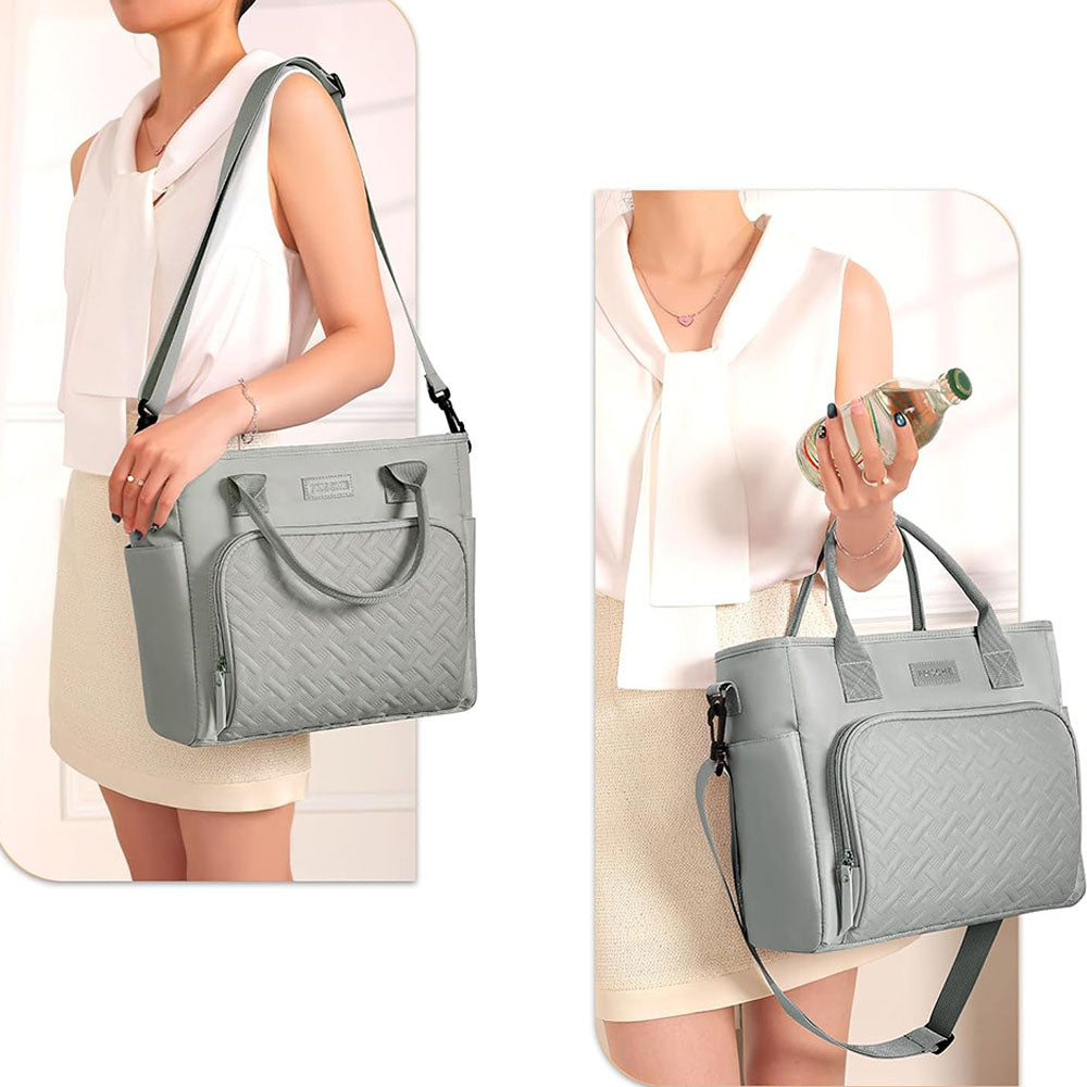 Large Capacity Insulated Lunch Tote Bag - Grey