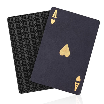 Waterproof Playing Cards Set Plastic Deck of Cards Poker Game Set for  Party Camping Travel On-the-Go Black